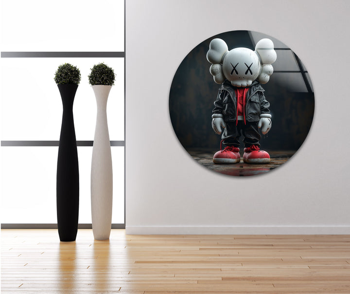 Kaws Black Glass Wall Art glass art painting, glass art for the Wall