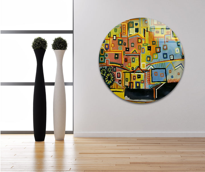 Houses by Pablo Picasso Glass Wall Art