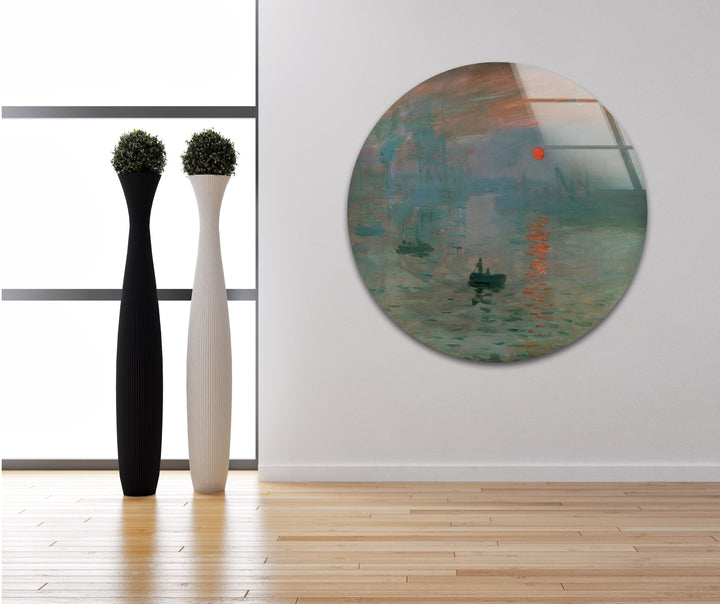 Impression Sunrise Claude Monet Glass Wall Art custom glass photo prints, large glass prints
