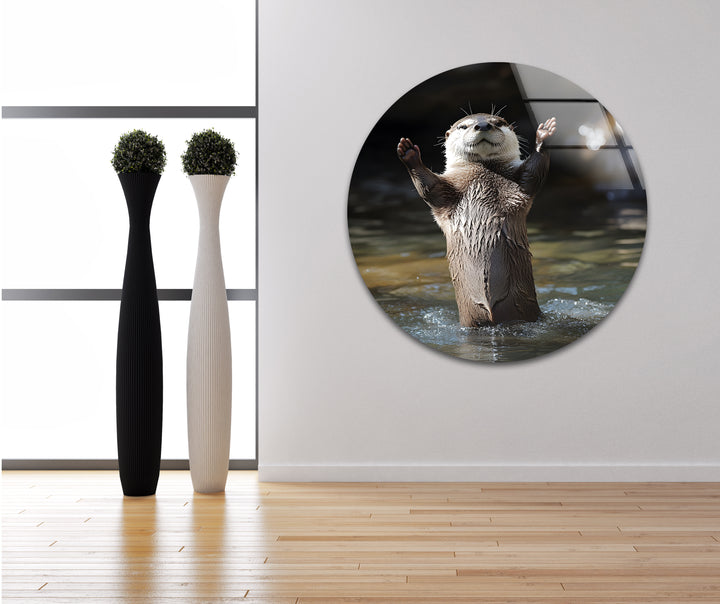 Wet Otter Glass Wall Art custom glass photo prints, large glass prints
