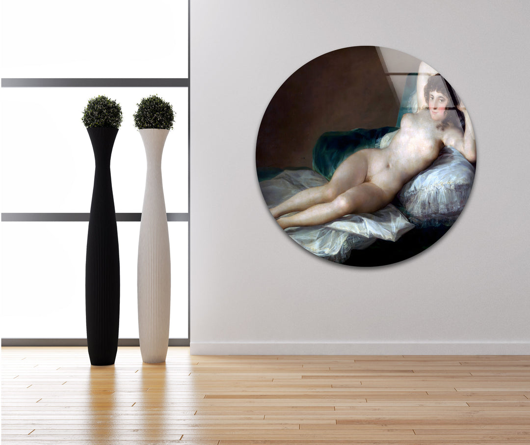 The Naked Maja or The Nude Maja Francisco Goya Glass Wall Art print on glass, glass printed photos
