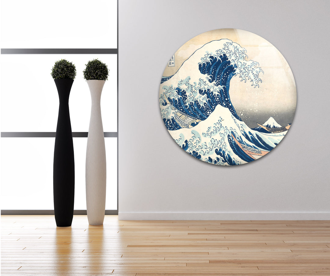 The Great Wave off Kanagawa Hokusai Glass Wall Art picture on glass wall art, photos printed on glass
