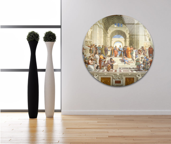 The School of Athens Raffaello Sanzio Glass Wall Art print on glass, glass printed photos
