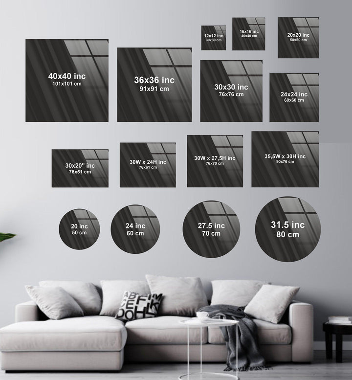 tempered glass wall art size options