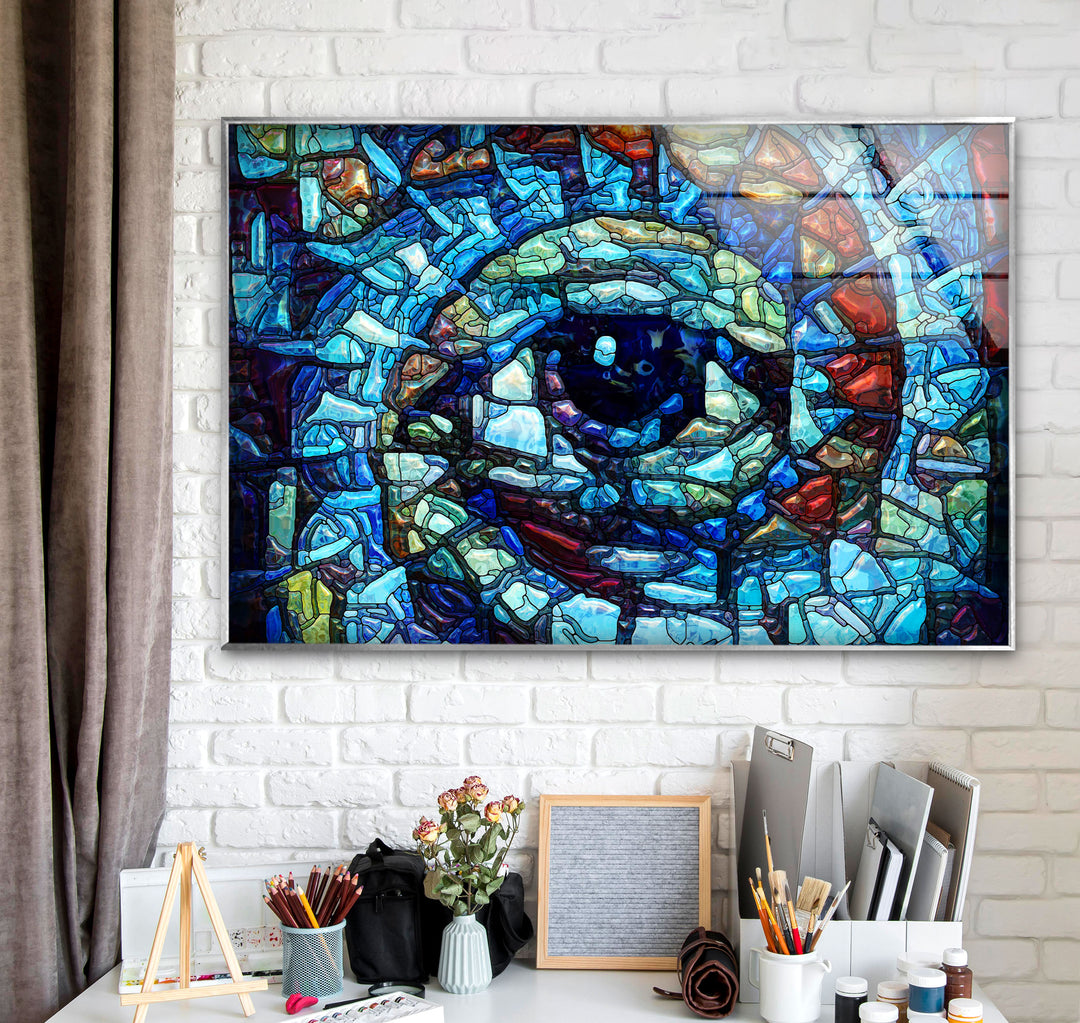 Blue Eye Mosaic Glass Wall Art, glass photo prints, glass picture prints