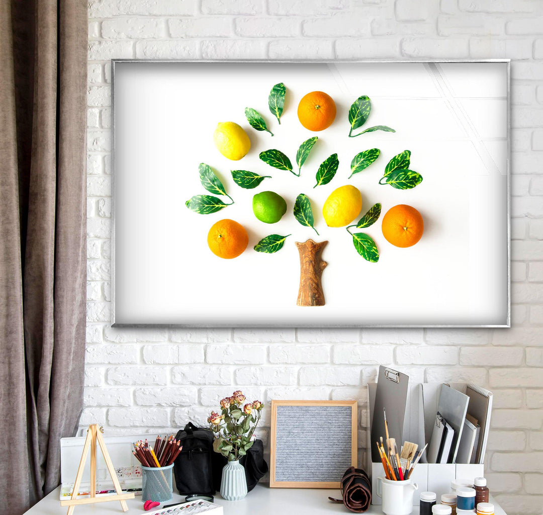 Citrus Fruits Glass Wall Art, glass wall decor, glass wall art decor