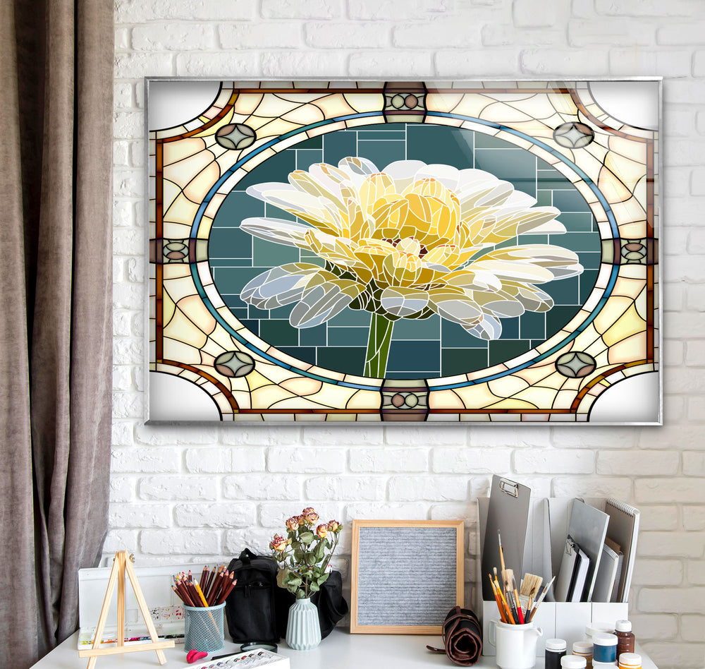 Stained Daisy Glass Wall Art art glass wall art, glass wall art pictures