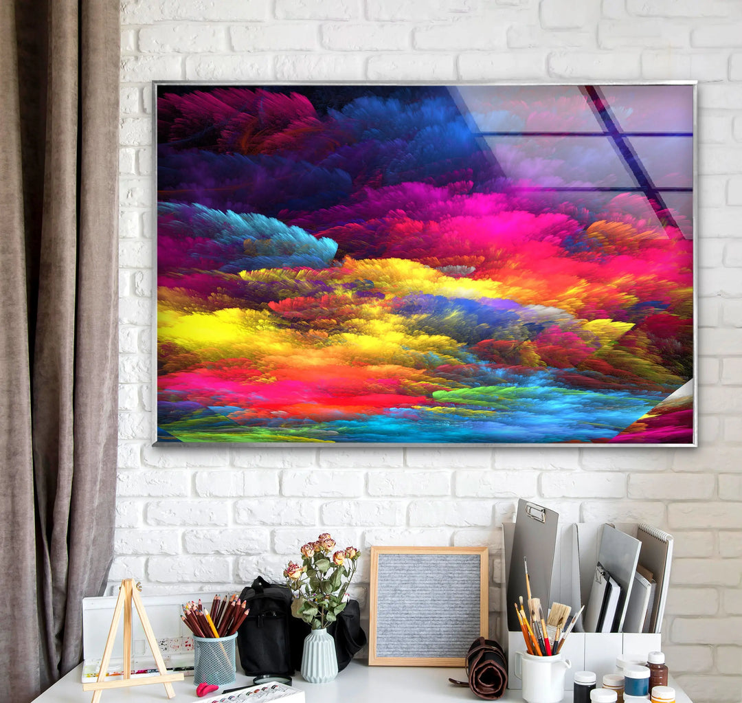 Colorful Clouds Abstract Glass Wall Art