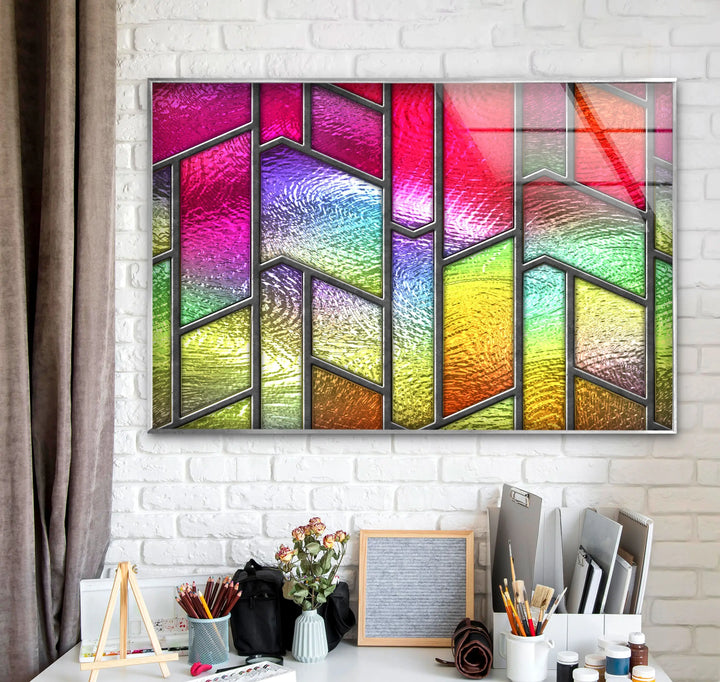 Pink & Yellow Stained Glass Wall Art glass wall decor, glass wall art decor
