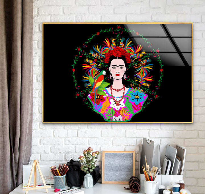 Portrait of Frida Kahlo Tempered Glass Wall Art - MyPhotoStation