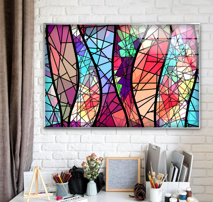 Stained Colorful Abstract Design Glass Wall Art photo print on glass, prints on glass wall art