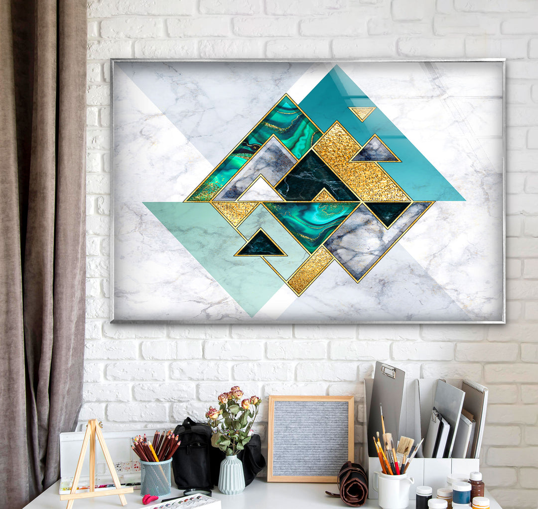 Abstract White Geometric Glass Wall Art glass pictures for Wall, glass prints wall art