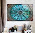 Blue Church Window Glass Wall Art glass art painting, glass art for the Wall