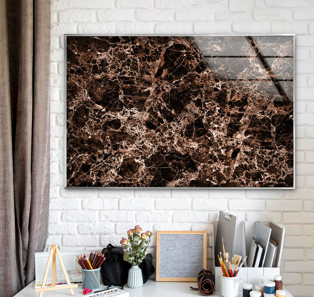 Copper & Black Marble Abstract Glass Wall Art glass pictures for Wall, glass prints wall art
