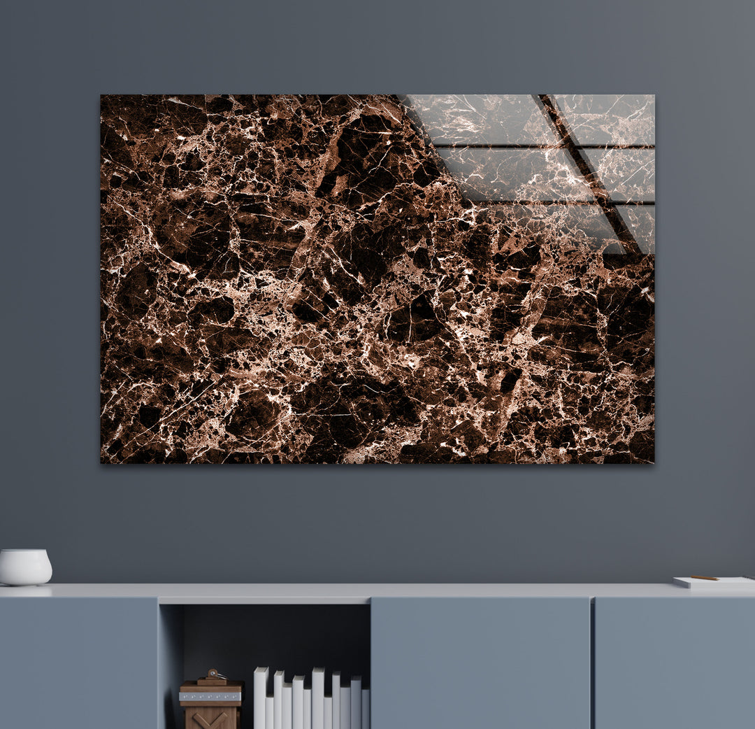 Copper & Black Marble Abstract Glass Wall Art large glass photo prints, glass wall photos
