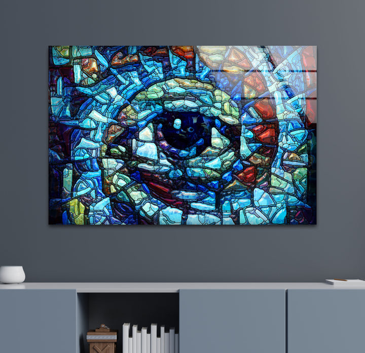 Blue Eye Mosaic Glass Wall Art, glass image printing, glass prints from photos