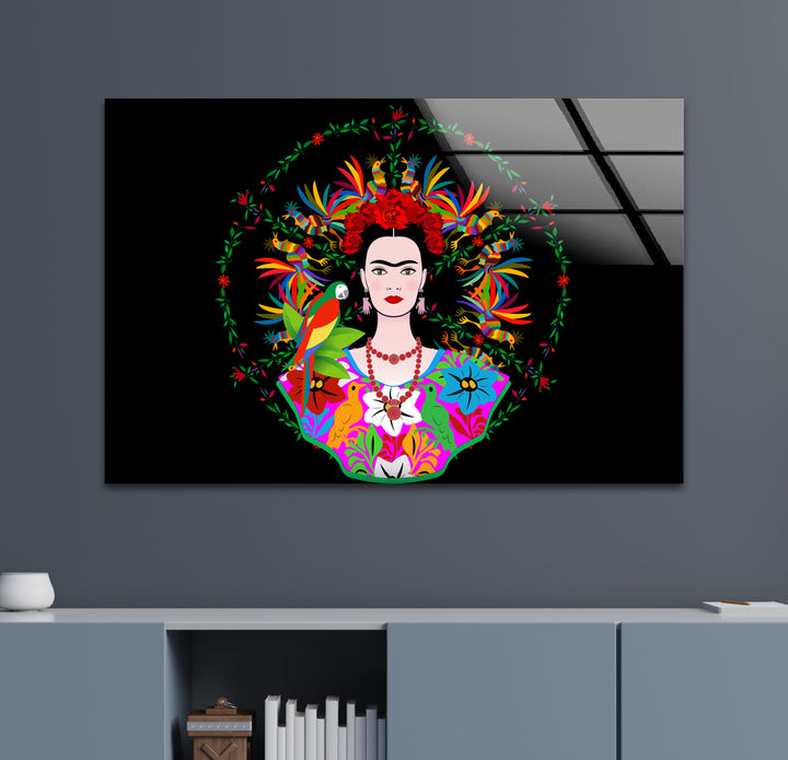 Portrait of Frida Kahlo Tempered Glass Wall Art - MyPhotoStation