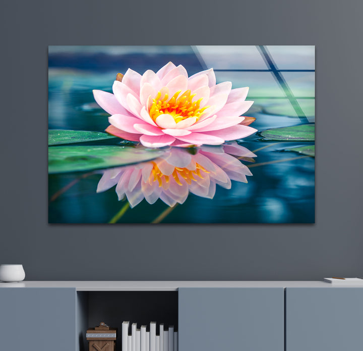 Pink Lotus Flower Glass Wall Art, glass image printing, glass prints from photos