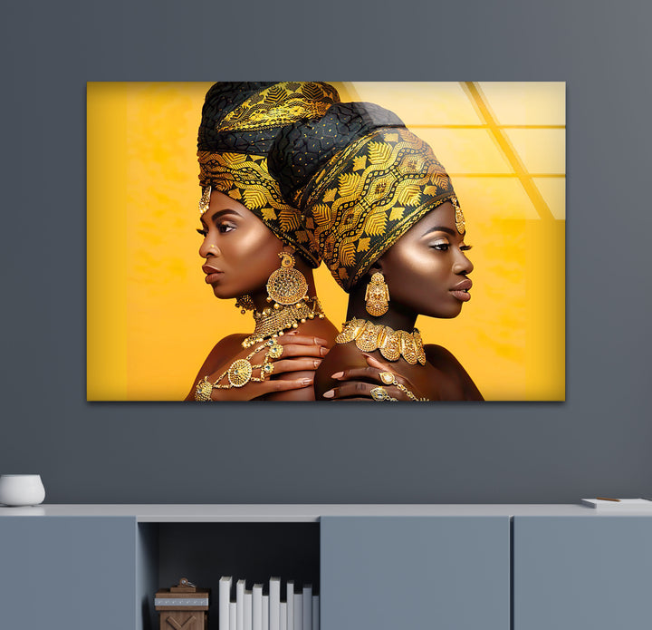 African Headwrap Woman Glass Wall Art