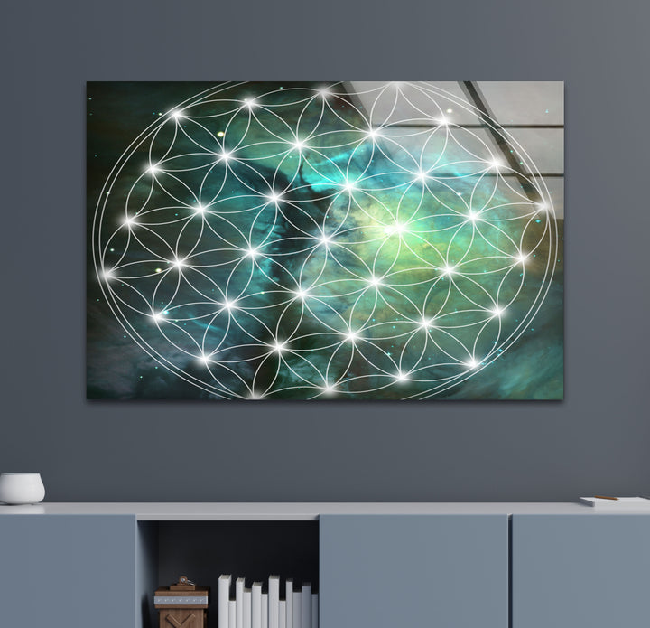 Flower Of Live Sacred Geometry Tempered Glass Wall Art - MyPhotoStation