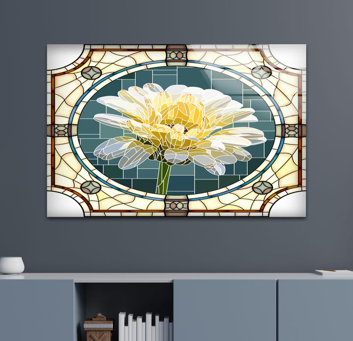 Stained Daisy Glass Wall Art glass pictures for Wall, glass prints wall art