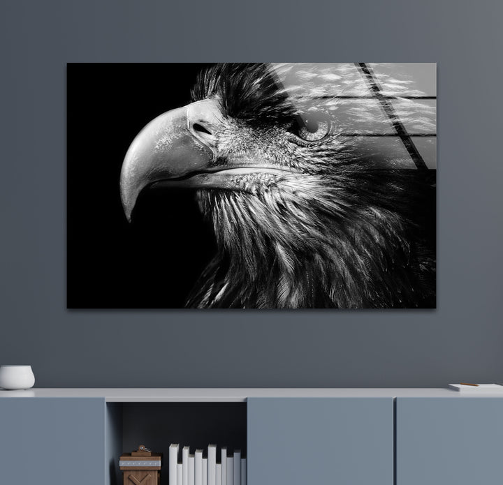 Eagle Portrait Glass Wall Art print on glass, glass printed photos