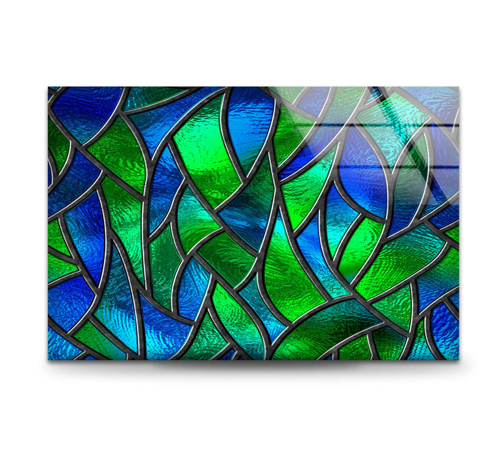 Green Stained Abstract Glass Wall Art glass art painting, glass art for the Wall