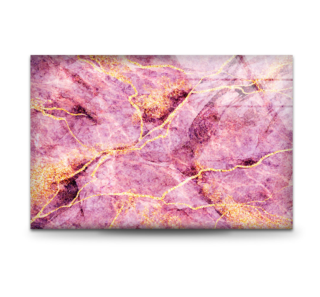 Pink Marble with Gold Glitter Abstract Art Prints & Tempered Glass Art