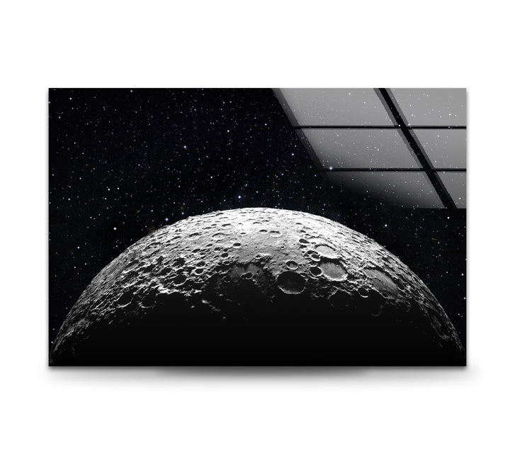 Moon Surface Glass Wall Art, custom glass pictures, glass art prints