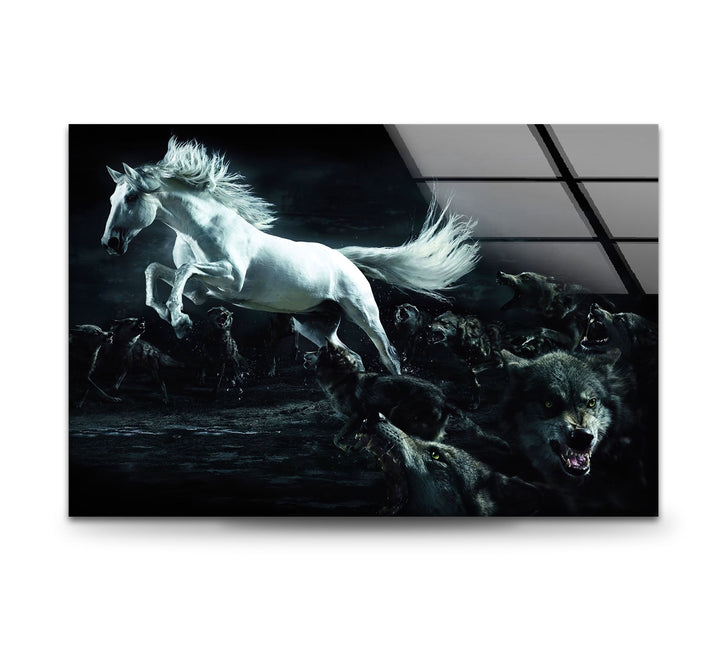 Wolf And Horse Glass Wall Art glass pictures for Wall, glass prints wall art