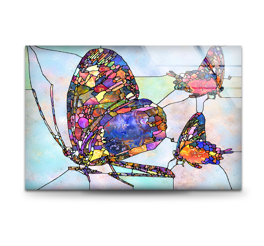 Mosaic Butterfly Glass Wall Art glass pictures for Wall, glass prints wall art