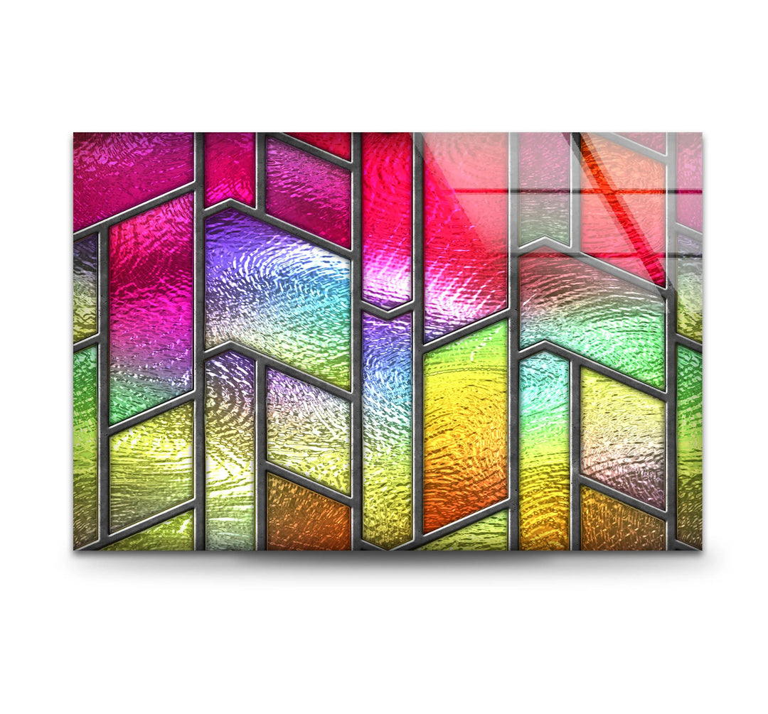 Pink & Yellow Stained Glass Wall Art Glass Printing Wall Art, Print photos on glass
