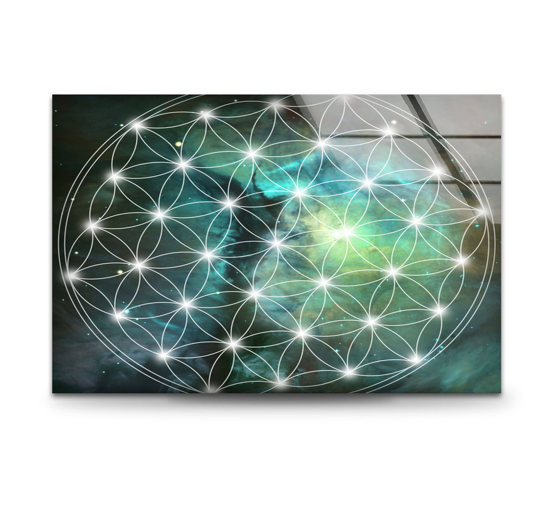 Flower Of Live Sacred Geometry Tempered Glass Wall Art - MyPhotoStation