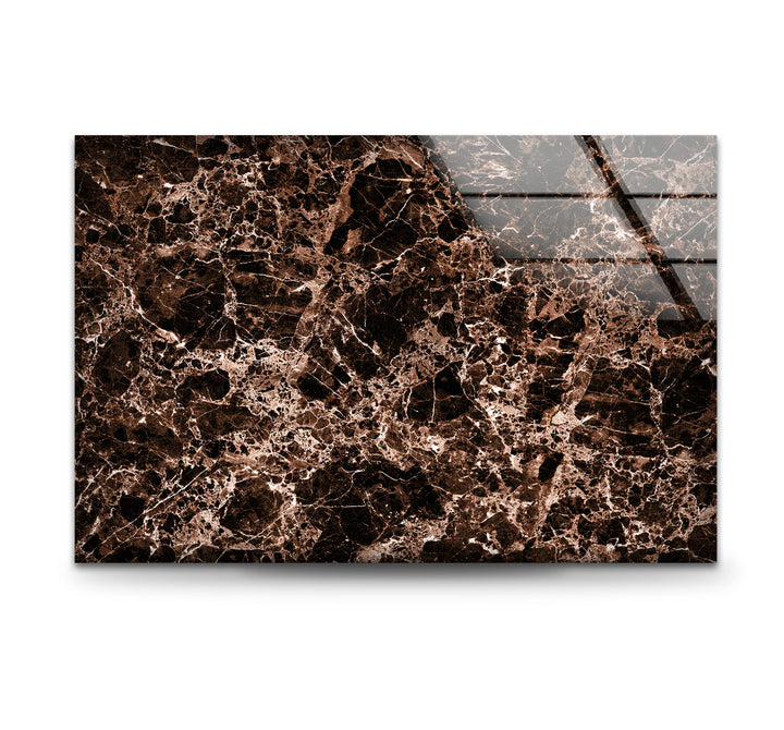 Copper & Black Marble Abstract Glass Wall Art custom glass photo prints, large glass prints
