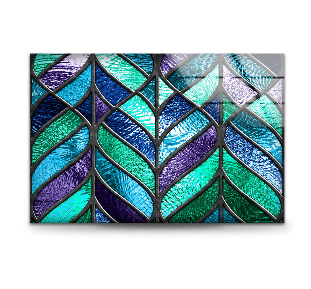 Blue and Green Abstract Glass Wall Art