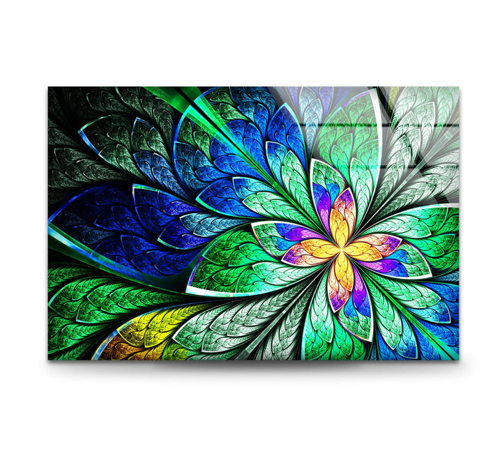 Fractal Style Stained Flower Glass Wall Art, art glass wall art, glass wall art pictures