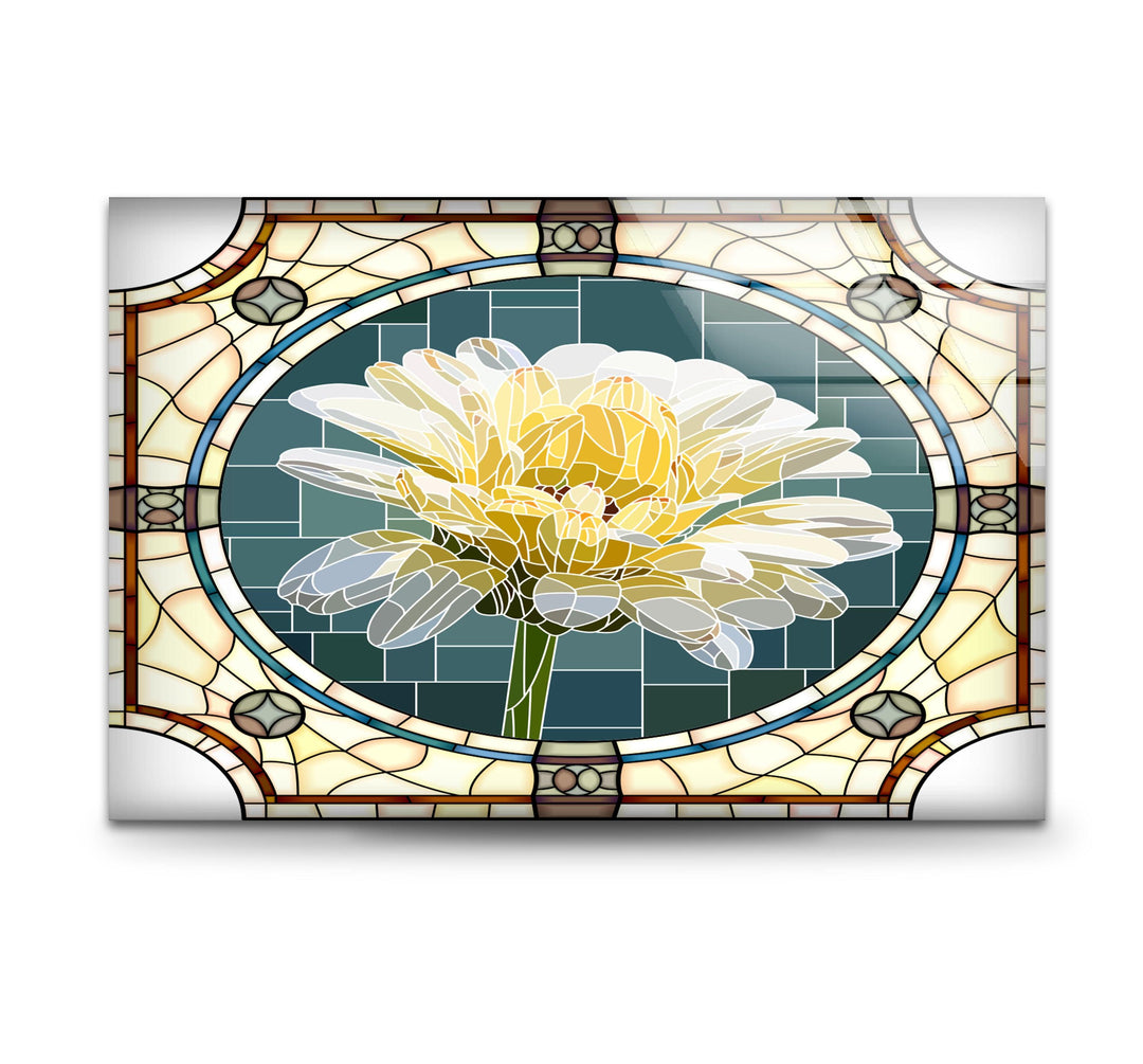 Stained Daisy Glass Wall Art custom glass pictures, glass art prints