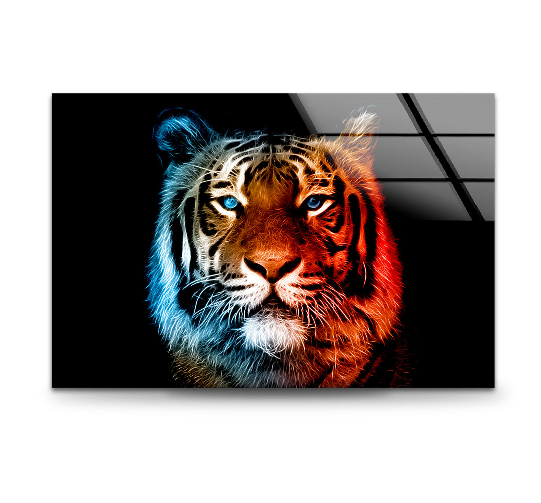 Tiger Portrait Glass Wall Art glass art painting, glass art for the Wall