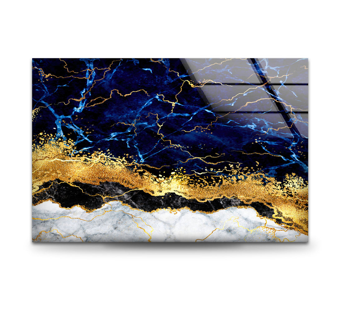 Alcohol Ink Blue Marble Glass Wall Art large glass photo prints, glass wall photos