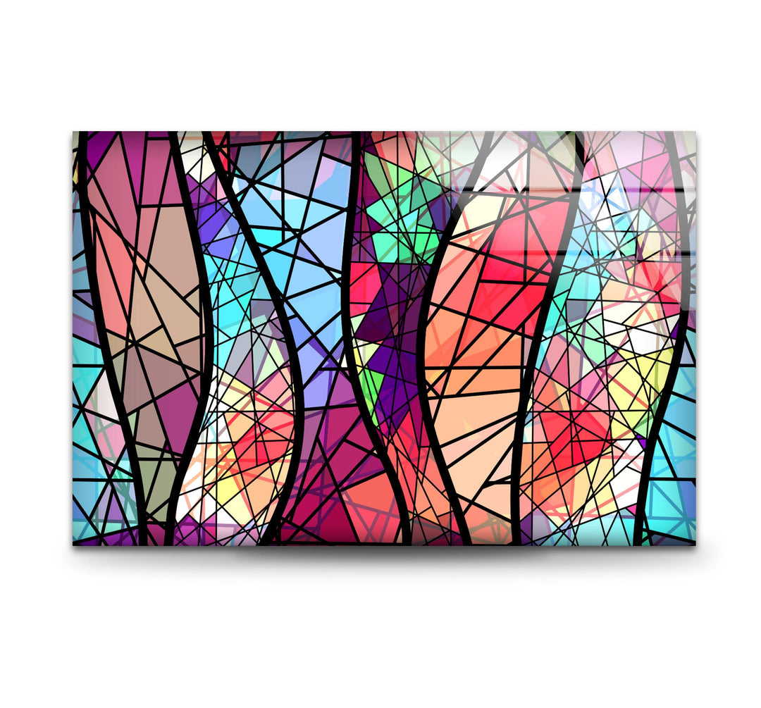 Stained Colorful Abstract Design Glass Wall Art custom glass pictures, glass art prints