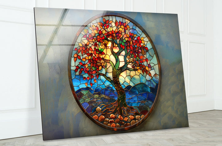 Stained Tree of Life Art Glass Wall Art photo print on glass, prints on glass wall art
