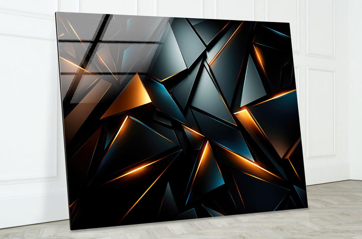 Black Geometric Design Glass Wall Art large glass photo prints, glass wall photos
