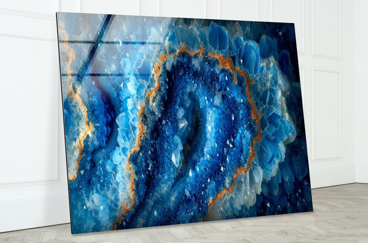 Marble Grain The Shades of Blue Glass Wall Art custom glass photo prints, large glass prints
