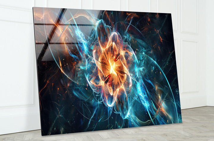 Quantum Nuclear Fusion Glass Wall Art stained glass wall art, stained glass wall decor
