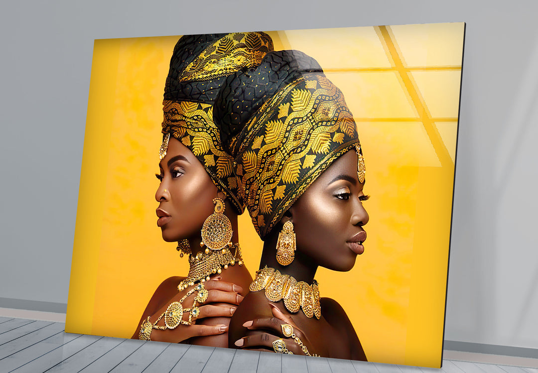 African Headwrap Woman Glass Wall Art