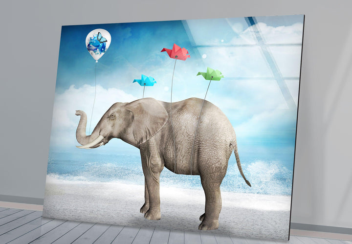 Surreal Elephant Glass Wall Art glass image printing, glass prints from photos