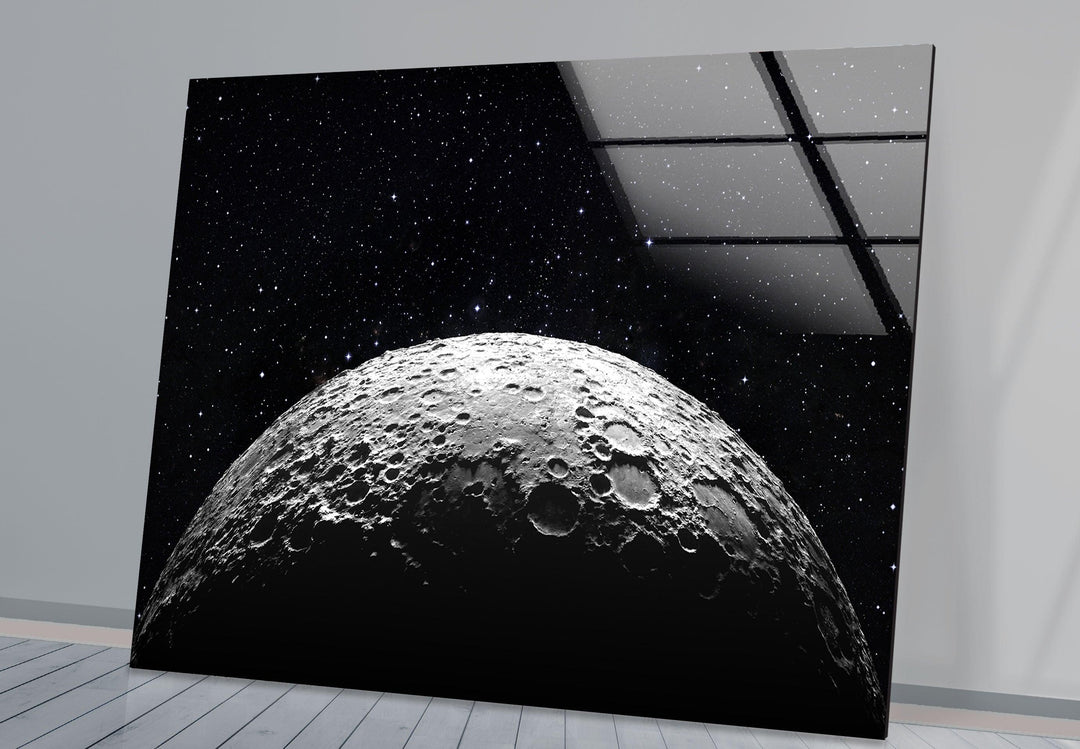 Moon Surface Glass Wall Art, glass art painting, glass art for the Wall