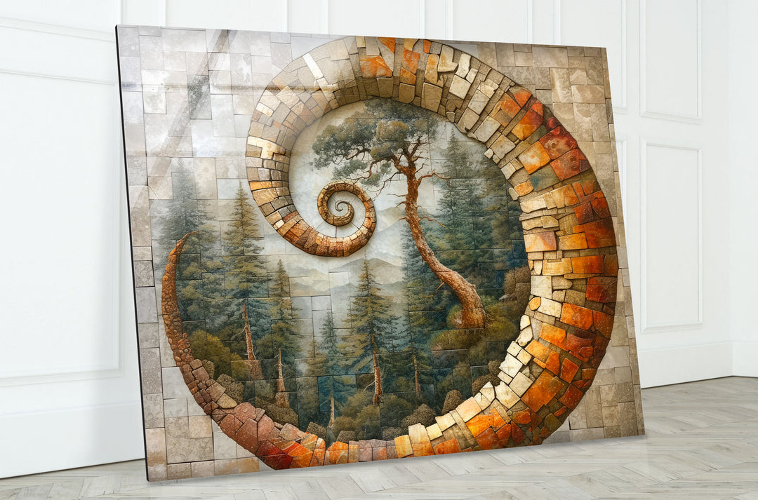 Mosaic Shell & Nature View Glass Wall Art