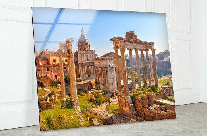 Roman Forum Glass Wall Art – Iconic Ancient Ruins with Historic Roman Architecture