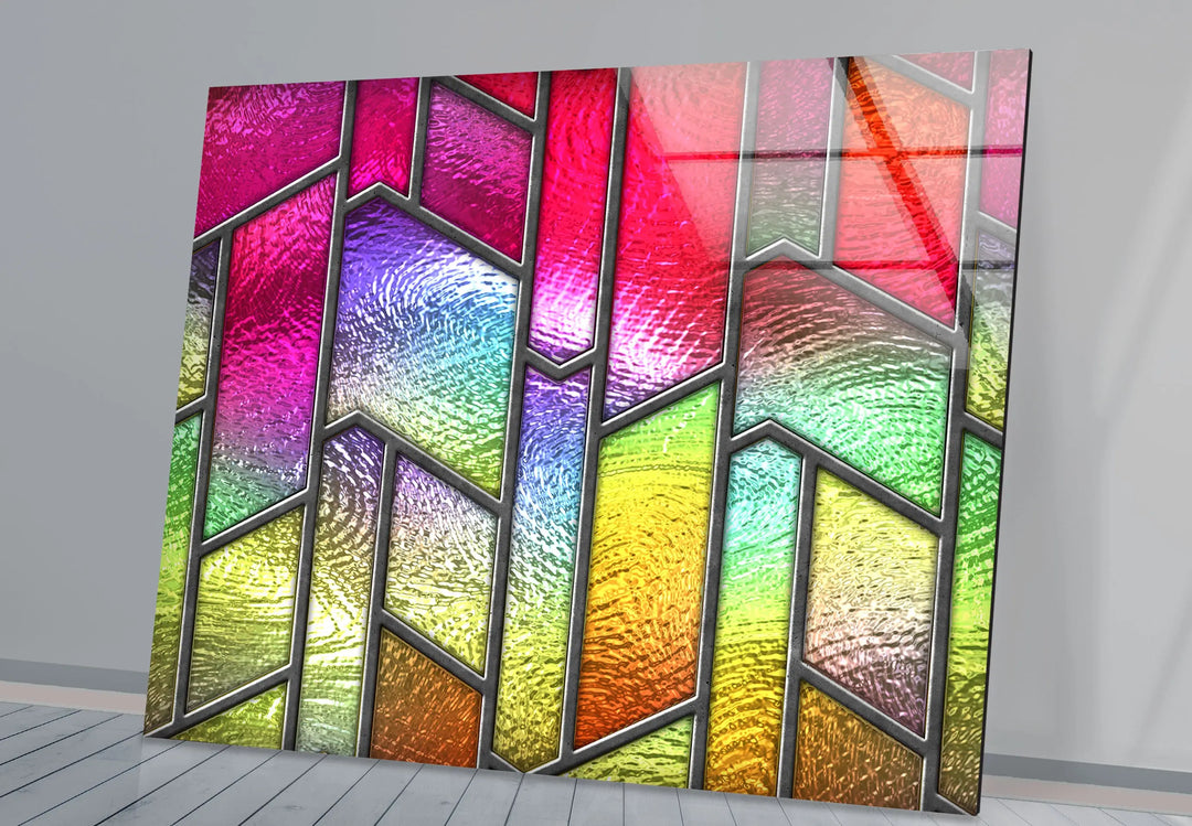 Pink & Yellow Stained Glass Wall Art picture on glass wall art, photos printed on glass
